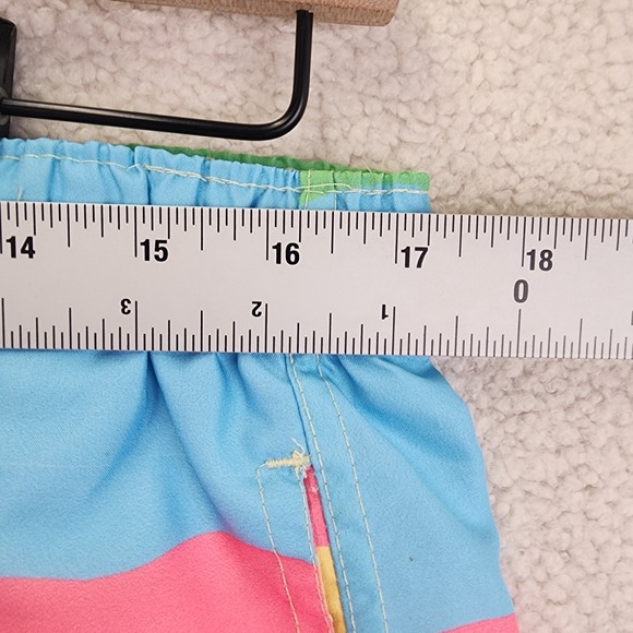 Boardies Apparel Men's Striped Swim Trunks Size L Blue Pink Yellow Green - Picture 5 of 6